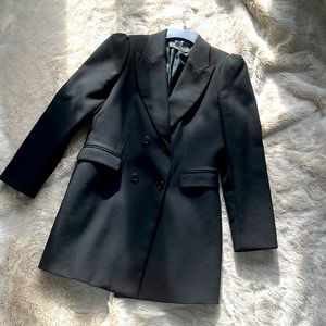 Zara Black Blazer with pleated pouf detailed Shoulder. Size: L